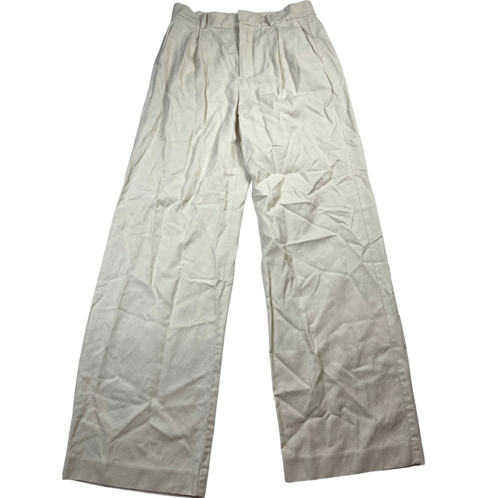 Madewell Pants Women's 00 Beige Lyocell Pleated Front Slash Pockets Wide Leg